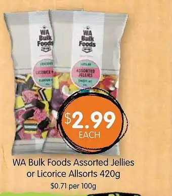 Spudshed Wa bulk foods assorted jellies or lacorice allsorts offer
