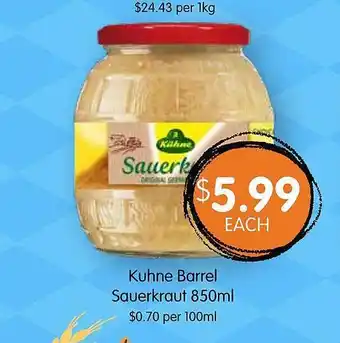 Spudshed Kuhne barrel sauerkraut offer