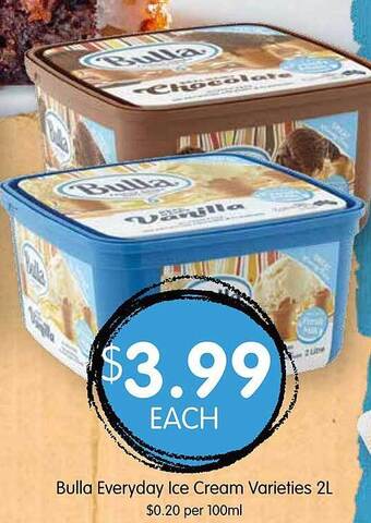 Spudshed Bulla everyday ice cream varieties offer