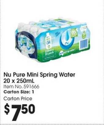 Campbells Wholesale Nu pure mini spring water offer
