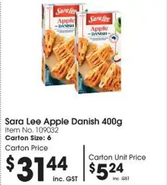 Campbells Wholesale Sara lee apple danish offer