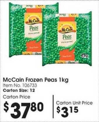 Campbells Wholesale Mccain frozen peas offer