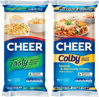 IGA Cheer tasty or colby cheese block 1kg offer