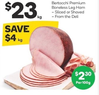 Woolworths Bertocchi Premium Boneless Leg Ham offer