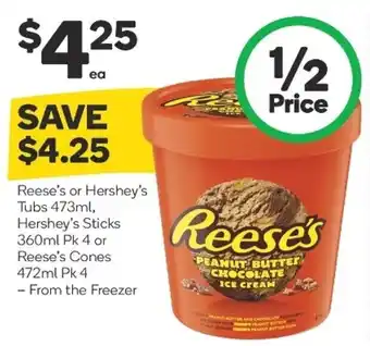 Woolworths Reese's or Hershey's Tubs 473ml offer
