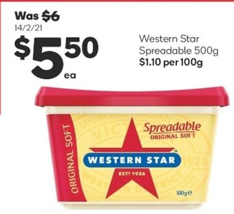 Woolworths Western Star Spreadable 500g offer