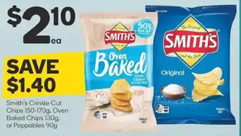 Woolworths Smith's Crinkle Cut Chips 150-170g, Oven Baked Chips 130g, or Poppables 90g offer