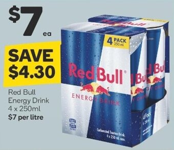 Woolworths Red Bull Energy Drink 4x250ml offer