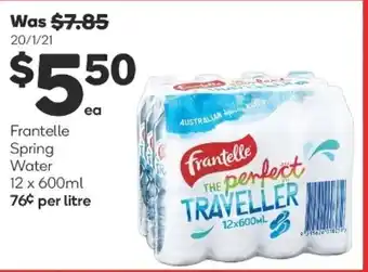 Woolworths Frantelle Spring Water 12x600ml offer