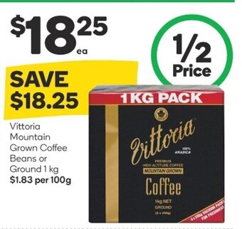 Vittoria Mountain Grown Coffee Beans or Ground 1kg