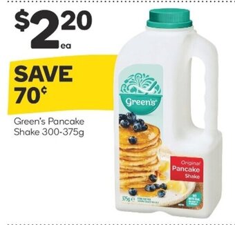 Woolworths Green's Pancake Shake 300-375g offer