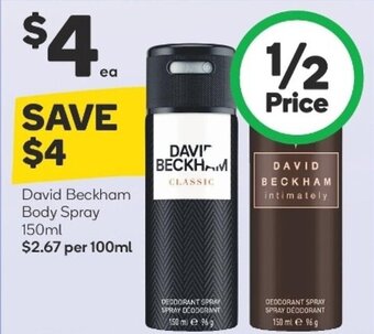 Woolworths David Beckham Body Spray 150ml offer