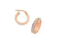 9ct Rose Gold Silver Infused Stardust Criss Cross Hoop Earrings 20mm