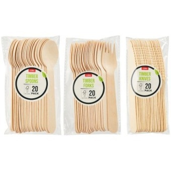Coles Coles timber knives, forks or spoons 20 pack offer