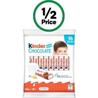 Woolworths Kinder sharepacks 200g pk 16 offer