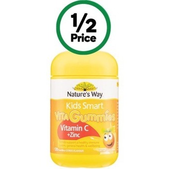 Woolworths Nature’s way kids smart vita gummies vitamin c + zinc pk 120~ offer