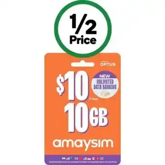 Woolworths Amaysim sim starter kit $10† offer