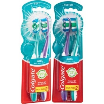 Coles Colgate 360 degree soft or medium toothbrush 2 pack offer