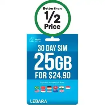 Woolworths Lebara $24.90 starter kit xsδ offer