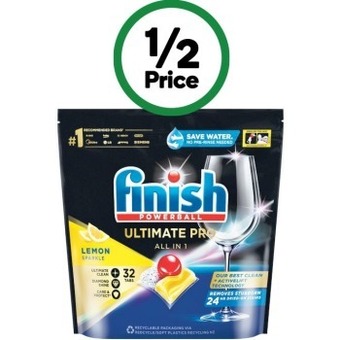 Woolworths Finish ultimate pro dishwasher tablets pk 32 or 0% pk 34 offer