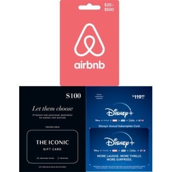 Airbnb variable load, the iconic $100 and disney+ annual subscription card $119.99 gift cards when you swipe your flybuys car