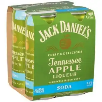 Coles New jack daniels apple & soda cans 4x330ml offer