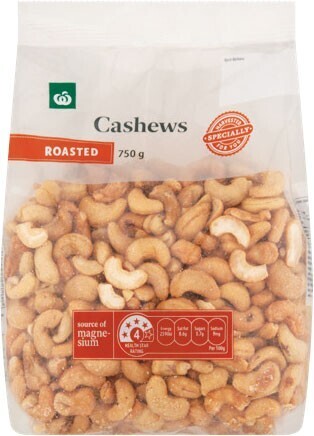 Woolworths Woolworths cashews roasted or roasted & salted 750g pack – mix of local and imported product offer