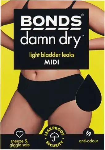 Woolworths Bonds damn dry incontinence underwear assorted sizes offer
