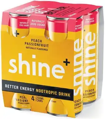 Woolworths Shine+ nootropic energy drink 4 x 250ml offer