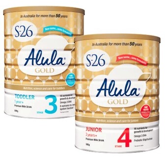 Coles S-26 gold alula step 3 toddler or step 4 junior formula 900g offer