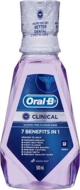 Coles Oral b clinical 7 benefit clean mint mouthwash 500ml offer