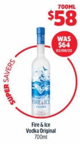 BWS Fire & ice vodka original offer