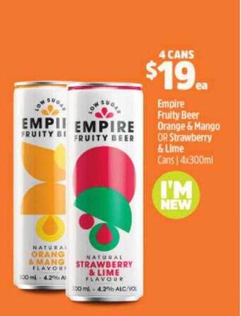 Empire fruity beer orange & mango or strawberry & lime