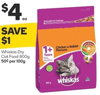Woolworths Whiskas Dry Cat Food 800g offer