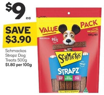 Woolworths Schmackos Strapz Dog Treats 500g offer