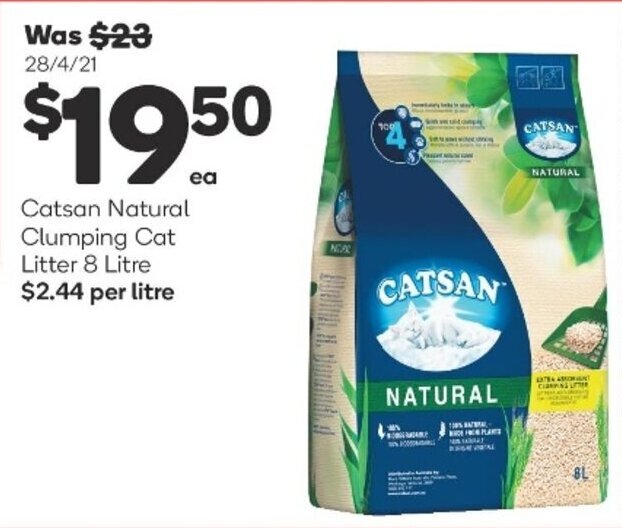 Catsan Natural Clumping Cat Litter 8 Litre offer at Woolworths