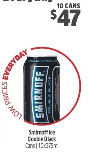 Woolworths Smirnoff Ice Double Black Cans 10x375ml offer