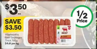 Woolworths Woolworths Beef Sausage Thick 760g offer
