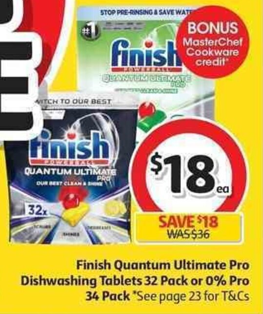 Finish Quantum Ultimate Pro Dishwashing Tablets 32 Pack or 0 Pro 34
