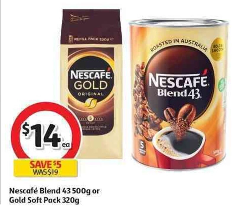 Nescafé Blend 43 500g or Gold Soft Pack 320g offer at Coles