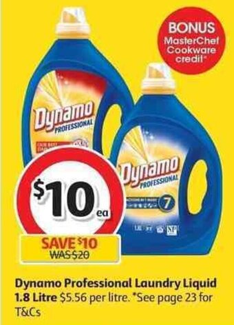 Coles Dynamo Professional Laundry Liquid 1.8 Litre offer