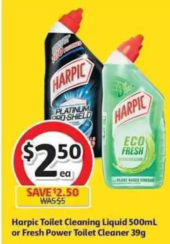 Coles Hapric Toilet Cleaning Liquid 500ml or Fresh Power Toilet Cleaner 39g offer