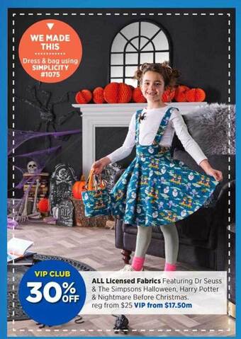 Spotlight All licensed fabrics offer