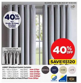Spotlight Abbey blockout eyelet curtains offer