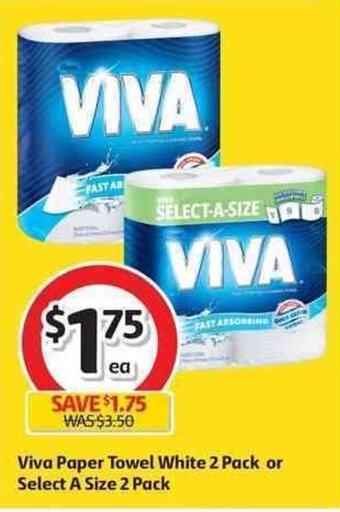 Coles Viva Paper Towel White 2 Pack or Select A Size 2 Pack offer