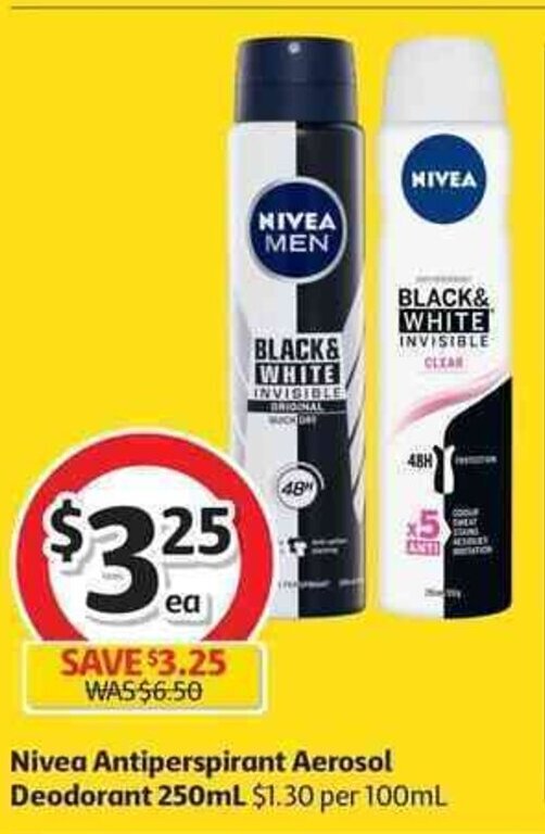 Nivea Antiperspirant Aerosol Deodorant 250ml offer at Coles