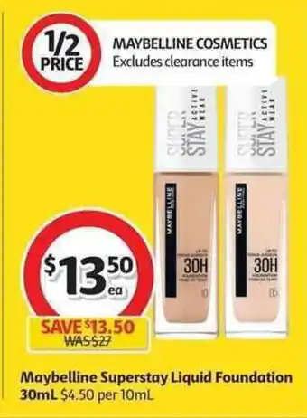 Coles Maybelline Superstay Liquid Foundation 30ml offer