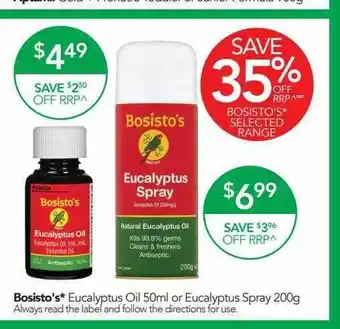 Bosisto's eucalyptus oil or spray