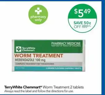 Terry White Terrywhite chemmart worm treatment 2 tablets offer