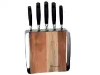 Harris Scarfe Stanley Rogers 6pc Frame Acacia Knife Block offer
